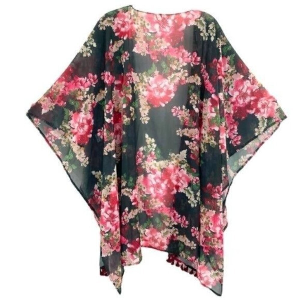 Umgee Floral Boho Tassel Kimono Top - Picture 14 of 16
